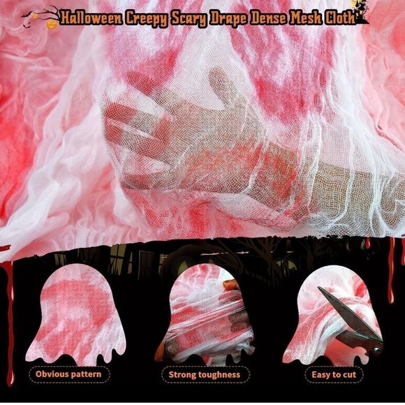 Pink & White Gauze Mesh Halloween Decor, Scarf, Cover Up, New 800cm X 235cm - Picture 9 of 14
